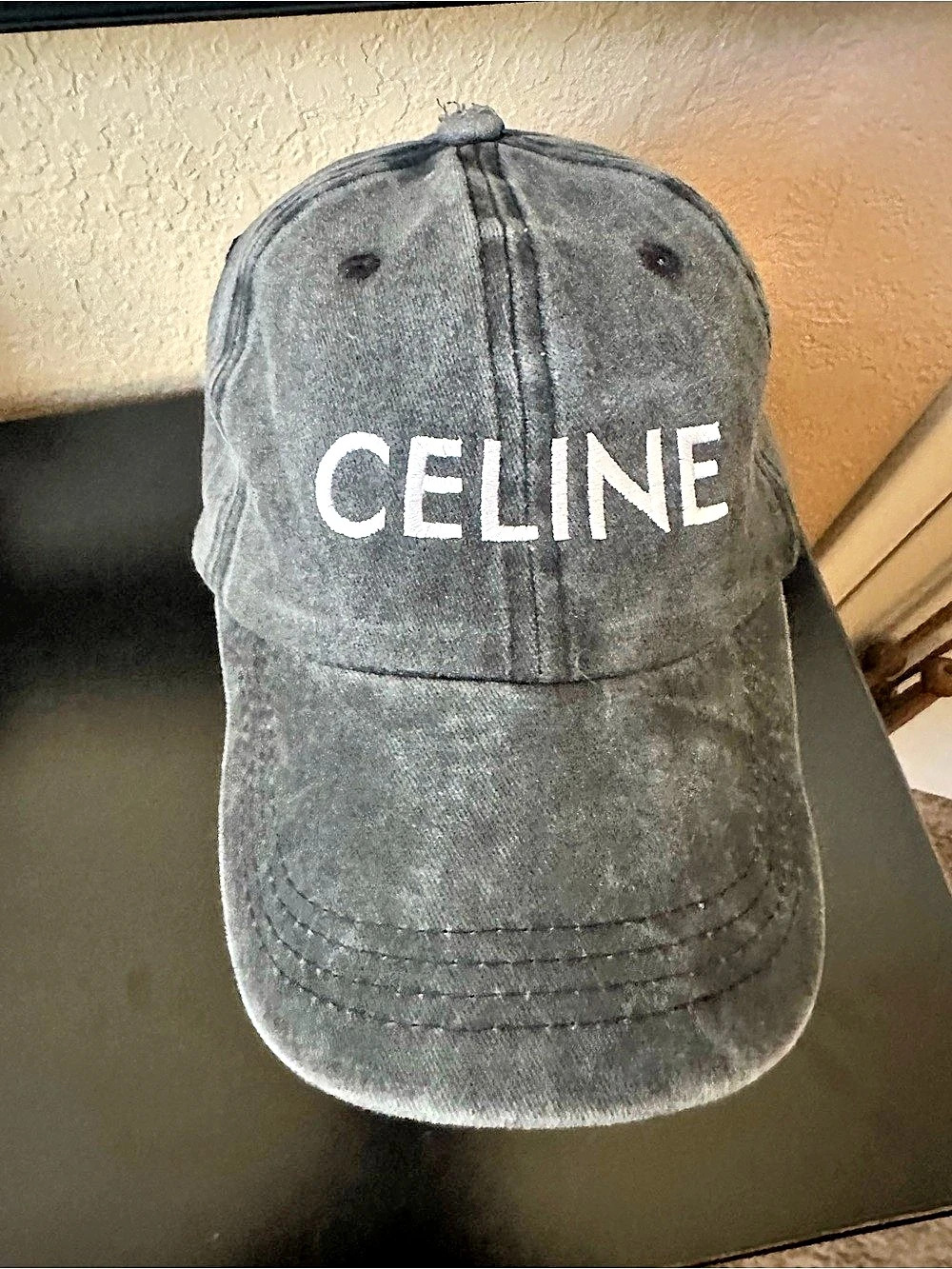 Denim CELINE Logo Embroidered Baseball Cap